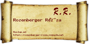 Rozenberger Róza névjegykártya